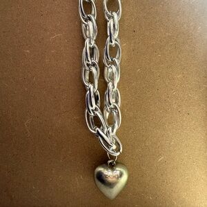 Chunky Silver Heart Necklace